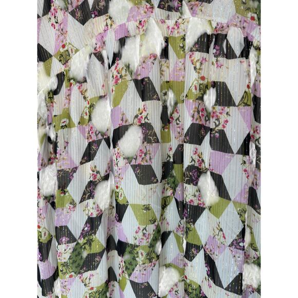 J.Crew Black Patchwork Print Lurex Metallic Threads Chiffon Midi Dress Size 8 - Picture 7 of 16